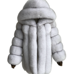 HOODED CLASSIC MID-LONG FUR COAT