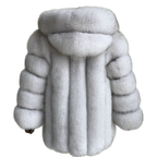 HOODED CLASSIC MID-LONG FUR COAT
