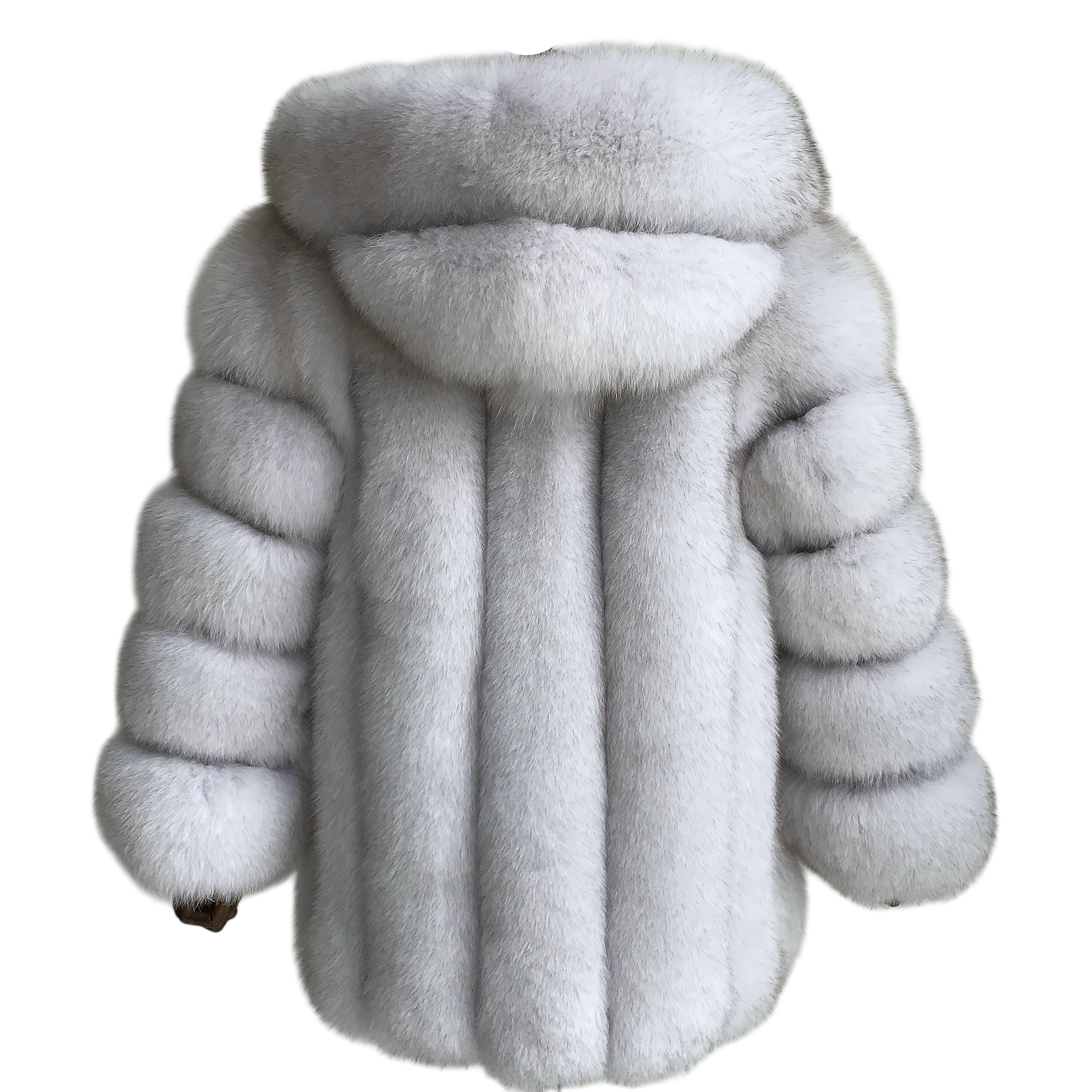 HOODED CLASSIC MID-LONG FUR COAT