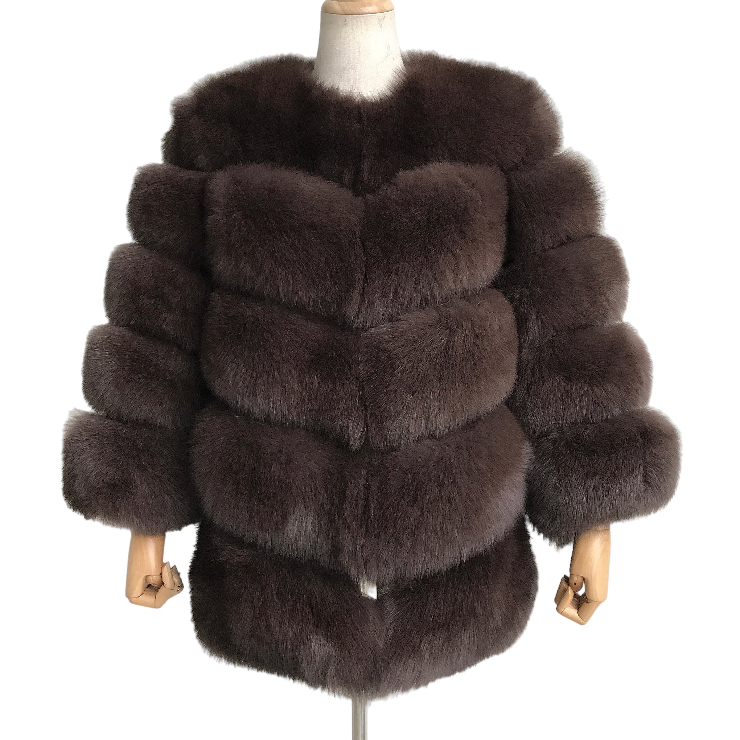 BRONX MID-LONG CROPPED FOX FUR COAT